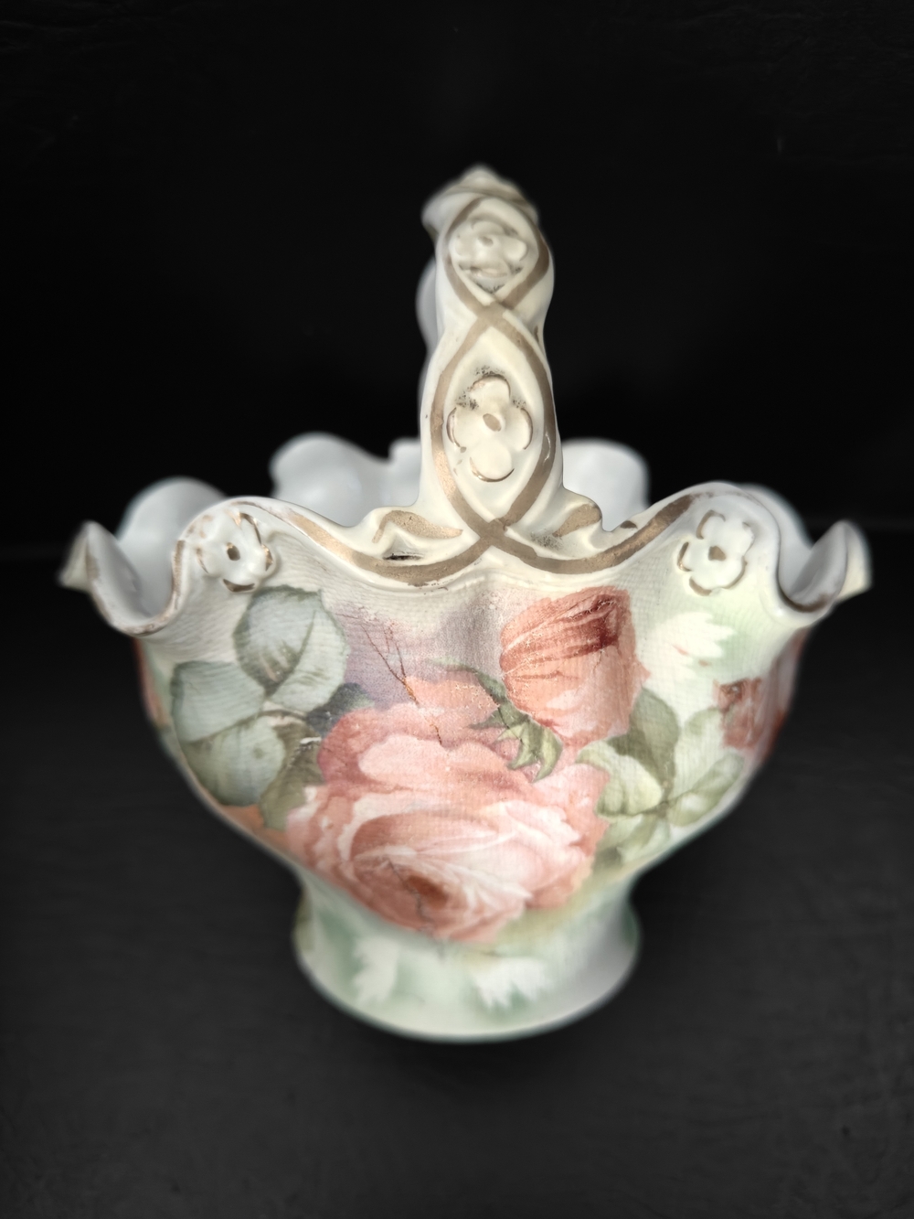 Vtg Royal Bayreuth Rose Tapestry Porcelain Basket